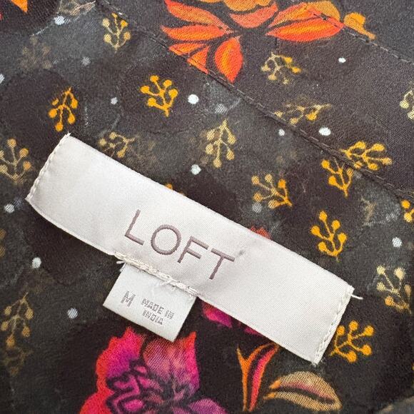 LOFT Sheer Floral Button Down Blouse M Whimsigoth Boho Cottagecore Dark Romantic - Picture 8 of 10